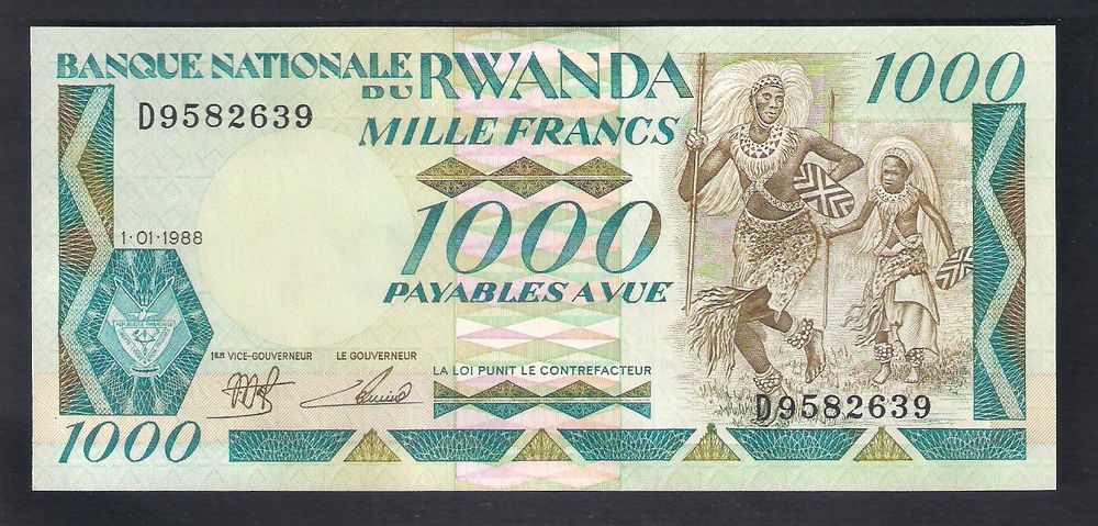 Rwanda 1000 Francs 1988 Bankfrisch (Neu (gemäss Beschreibung)) in ...