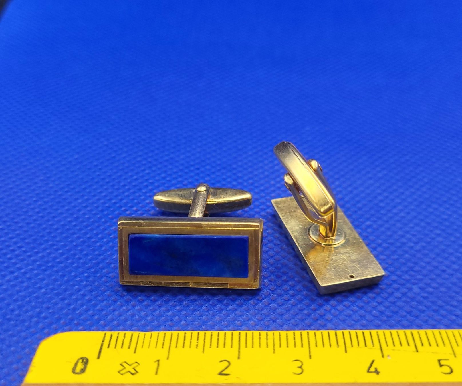 Gemelli: Massiv Gold 585 Manschettenknöpfe Mit Lapislazuli – Usato da Wald ZH venduto da Aniade 9