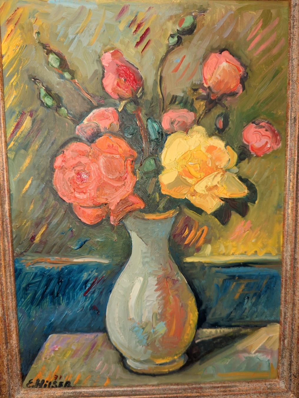 Dipinti: Stilleben Rosen in Vase – Usato da Münchenstein venduto da Polsteratelier.Nobs 1