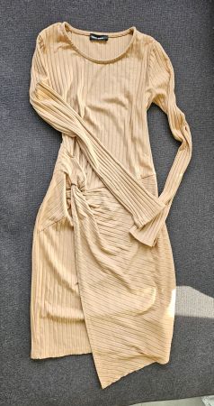 Kleid Langarm mit hohem Beinausschnitt und Raffung,Gr.S