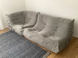 Ligne Roset Togo Sofa und Eckteil Alcantara Silver