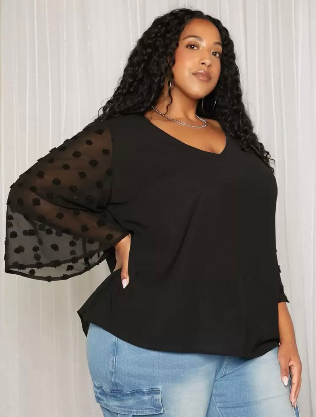 Shein Blusen: Bluse mit Trompetenärmel schwarz Gr. 56 / 58 / 60 – Gebraucht aus Pratteln von a23_j2gs 1