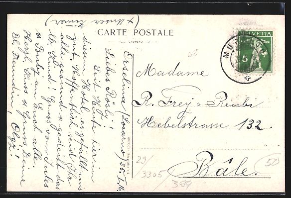 Cartes postales: AK Locarno, Hotel Siebenmann, 1916 – D'occasion à Berlin par bartko-reher 1