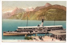 BRUNNEN Dampfer Unterwalden an der Landungsbrücke gel. 1908