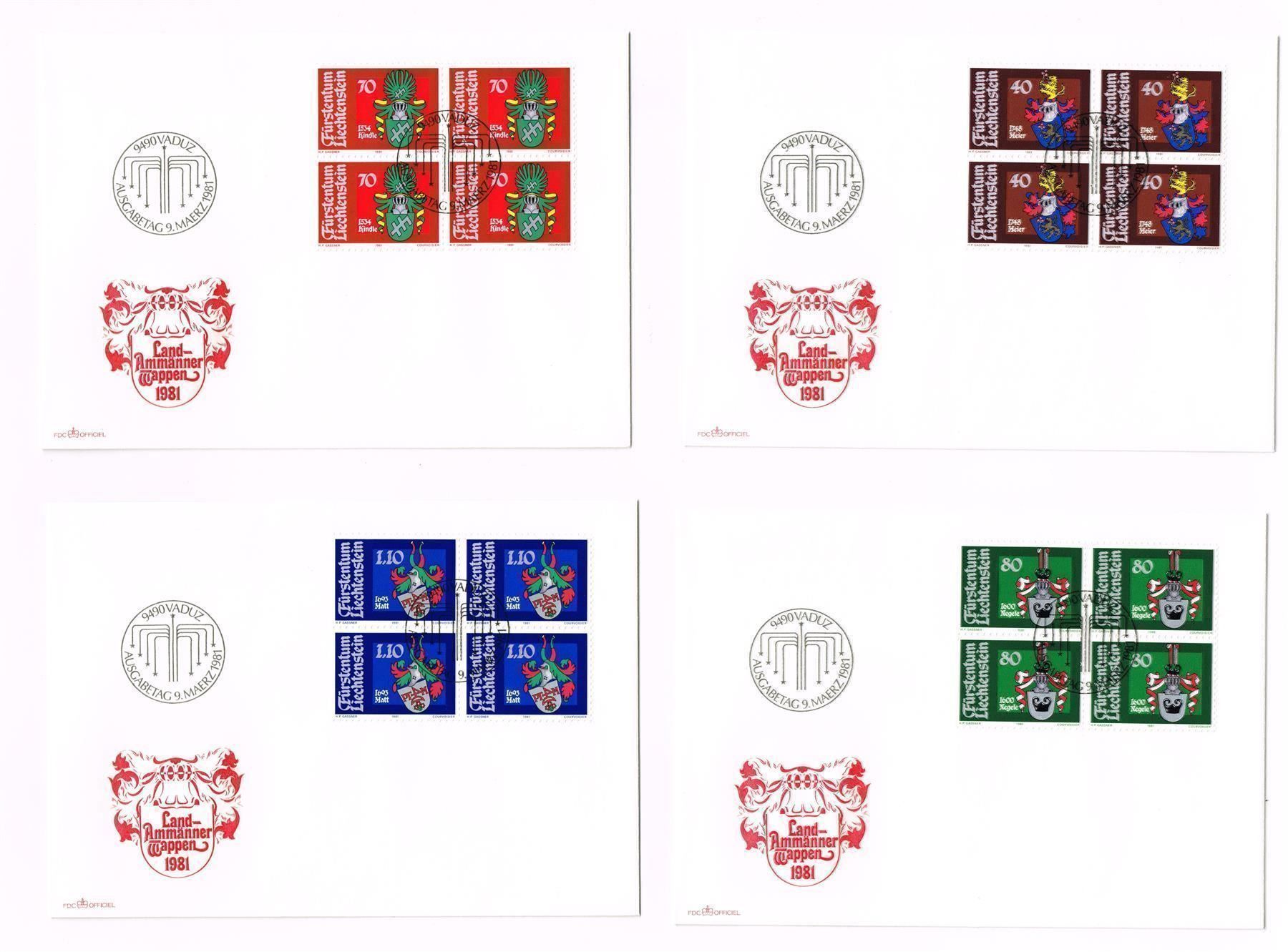 Alle Briefmarken: 1981_FL_Landamännerwappen_4 FDC – Neu (gemäss Beschreibung) aus Hombrechtikon von Fraese01