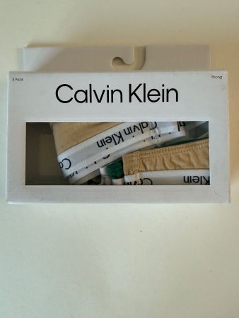 CALVIN KLEIN, String, Grösse S, 3 Stück  Grün, Beige, Weiss