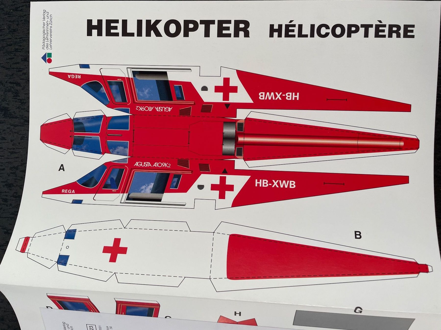 Kit bricolage: Bastelbogen Helikopter / Hubschrauber, HB-XWB Rega – Nuovo (secondo la descrizione) da Füllinsdorf venduto da bienli 3