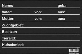 Pferde -Boxen Beschriftungstafel 20 x 30cm