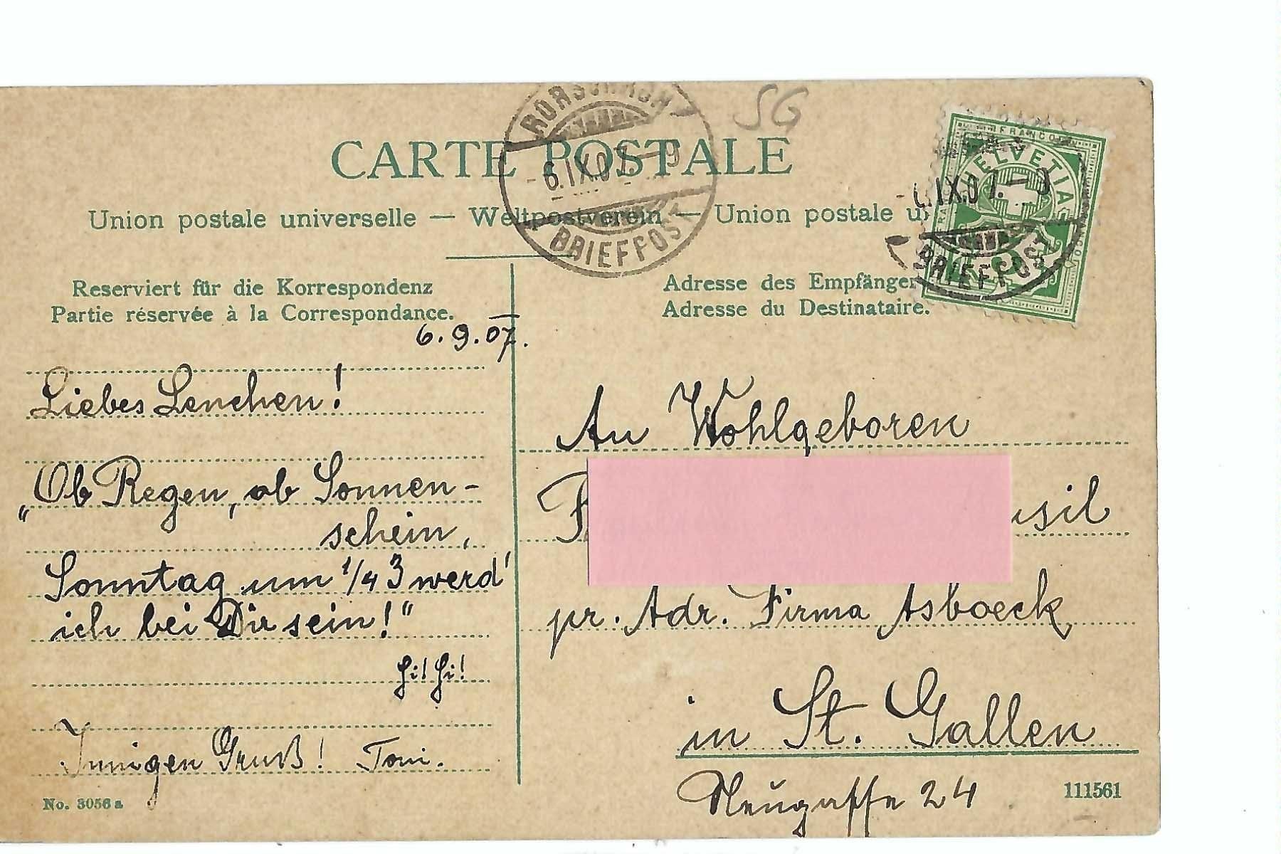 Cartoline postali: Rorschach, protestantische  Kirche, 1907 – Usato da Thun venduto da 44wart 1