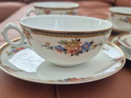 Tasses+sous-tasse,+ass dessert porcelaine Langenthal C44