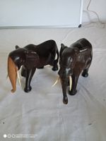 2 Holzelefanten Deko Figuren handgeschnitzt ca. 22cm