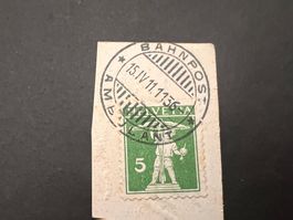Super Tellknabe auf Ausschnitt Stempel Bahnpost 1911  (2497)