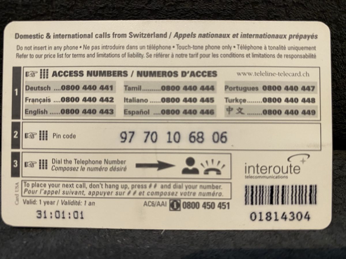 Telefon- & Taxkarten: Teleline – Gebraucht aus Lausanne von babacard10 1