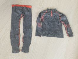 Sport-Set Langarmshirt Hose Grösse 122/126 grau-pink