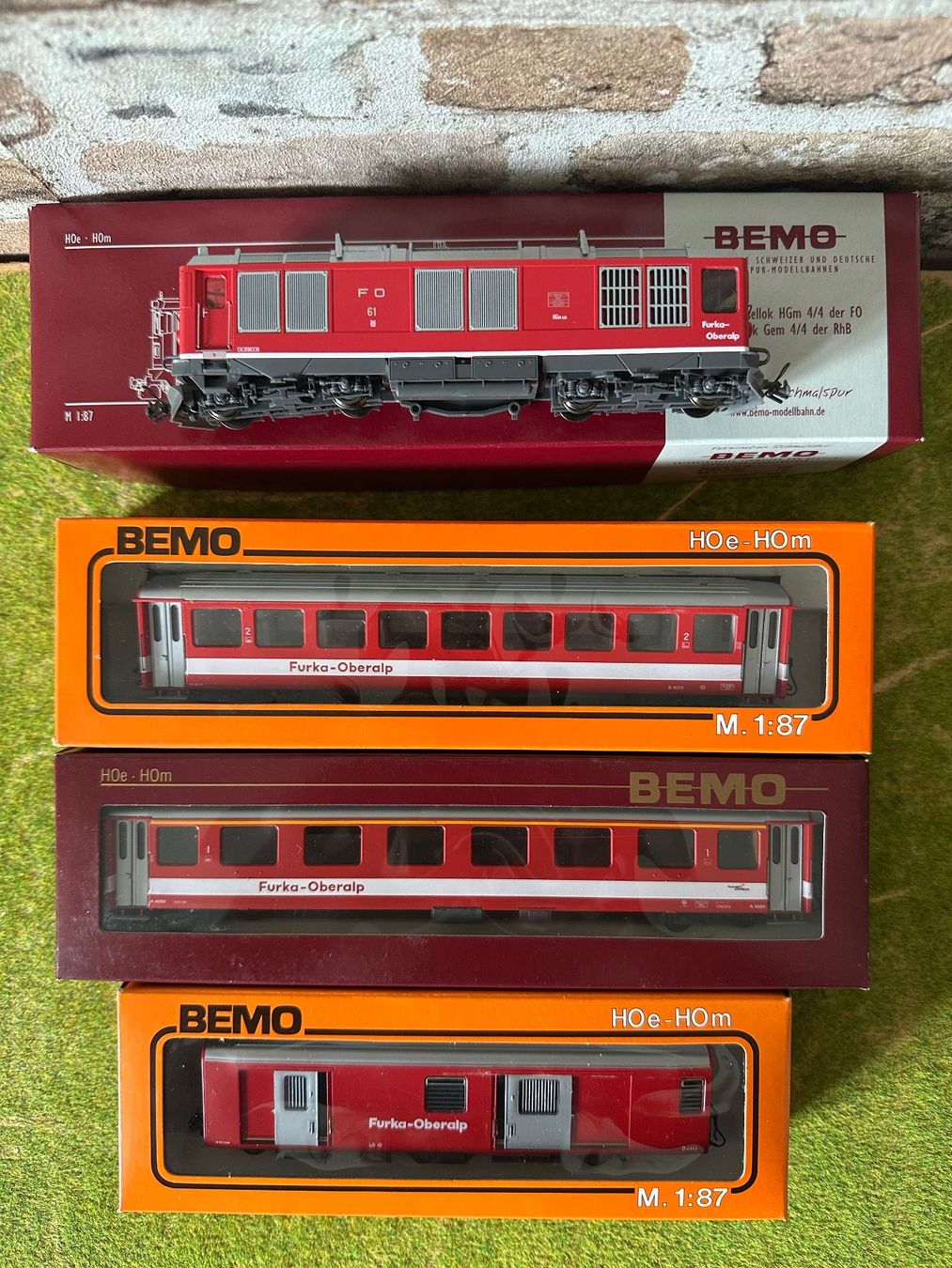 Bemo Modelleisenbahnen: Bemo FO Zug HGm 4/4 und 3 Wagen – Neu (gemäss Beschreibung) aus Pfaffnau von Rex2603