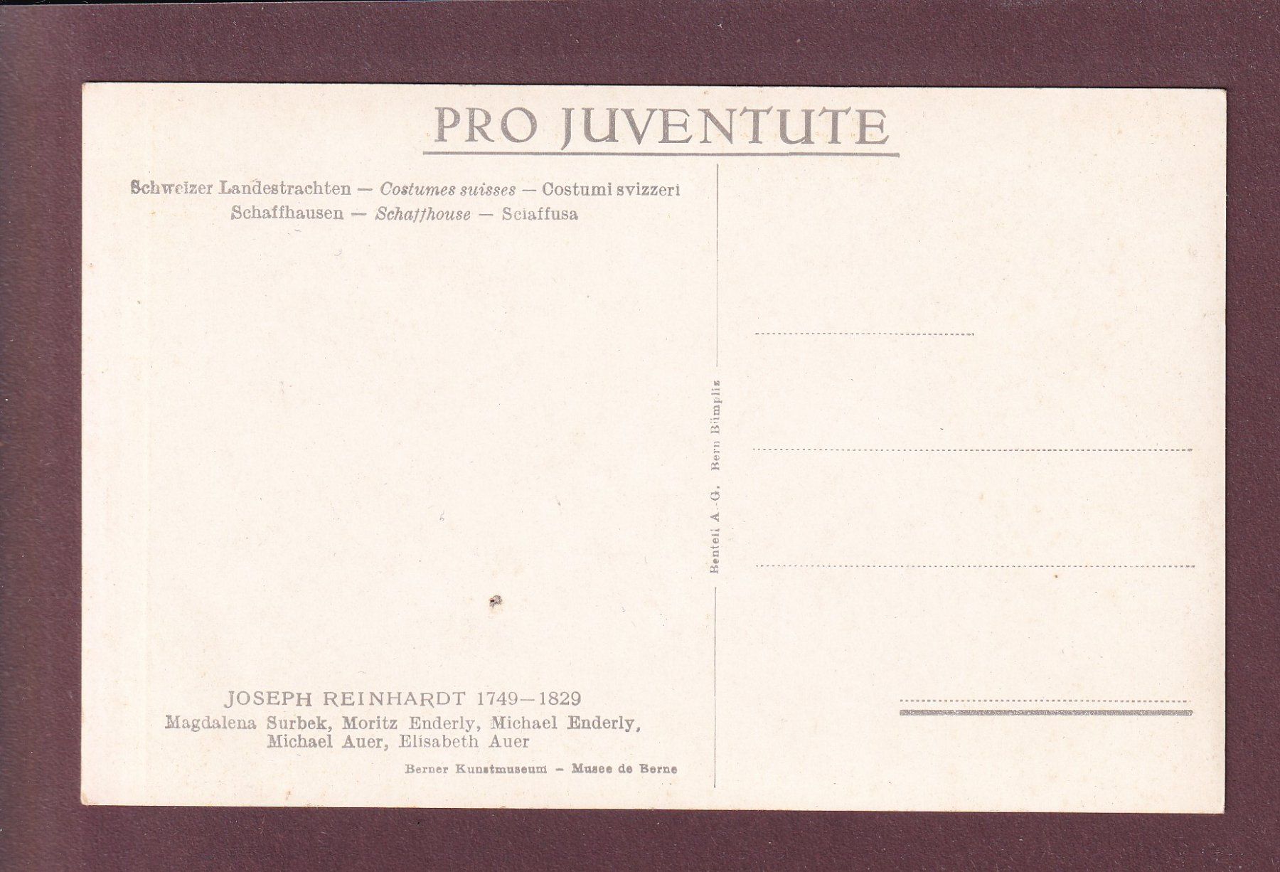 Cartoline postali: PRO JUVENTUTE - Tracht - Schaffhausen – Usato da Pully venduto da nicecards 1