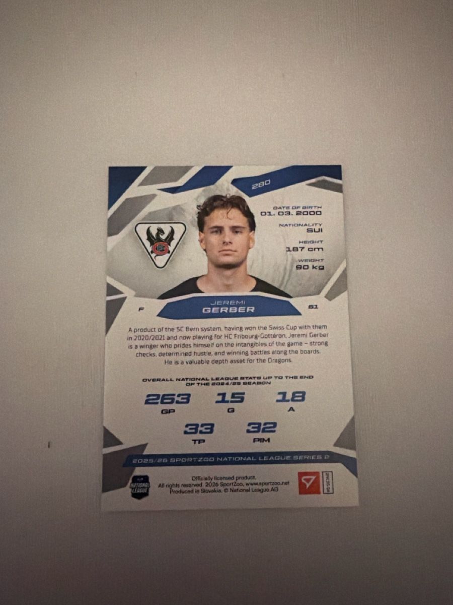 Sportzoo Sammelbilder & Trading cards: Jeremi Gerber National League Card – Neu (gemäss Beschreibung) aus Oberönz von jan_wys9 1