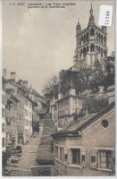 Lausanne - Les Vieux escaliers couverts et la Cathedrale