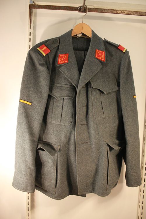 Veste Vintage Armée Suisse - Laine Grise, épaulettes Boutonnées - Surplus Militaire - Taille Unique