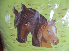 Für   Pferdefreunde Kissen handbem. NEU 43x43cm für 32.--