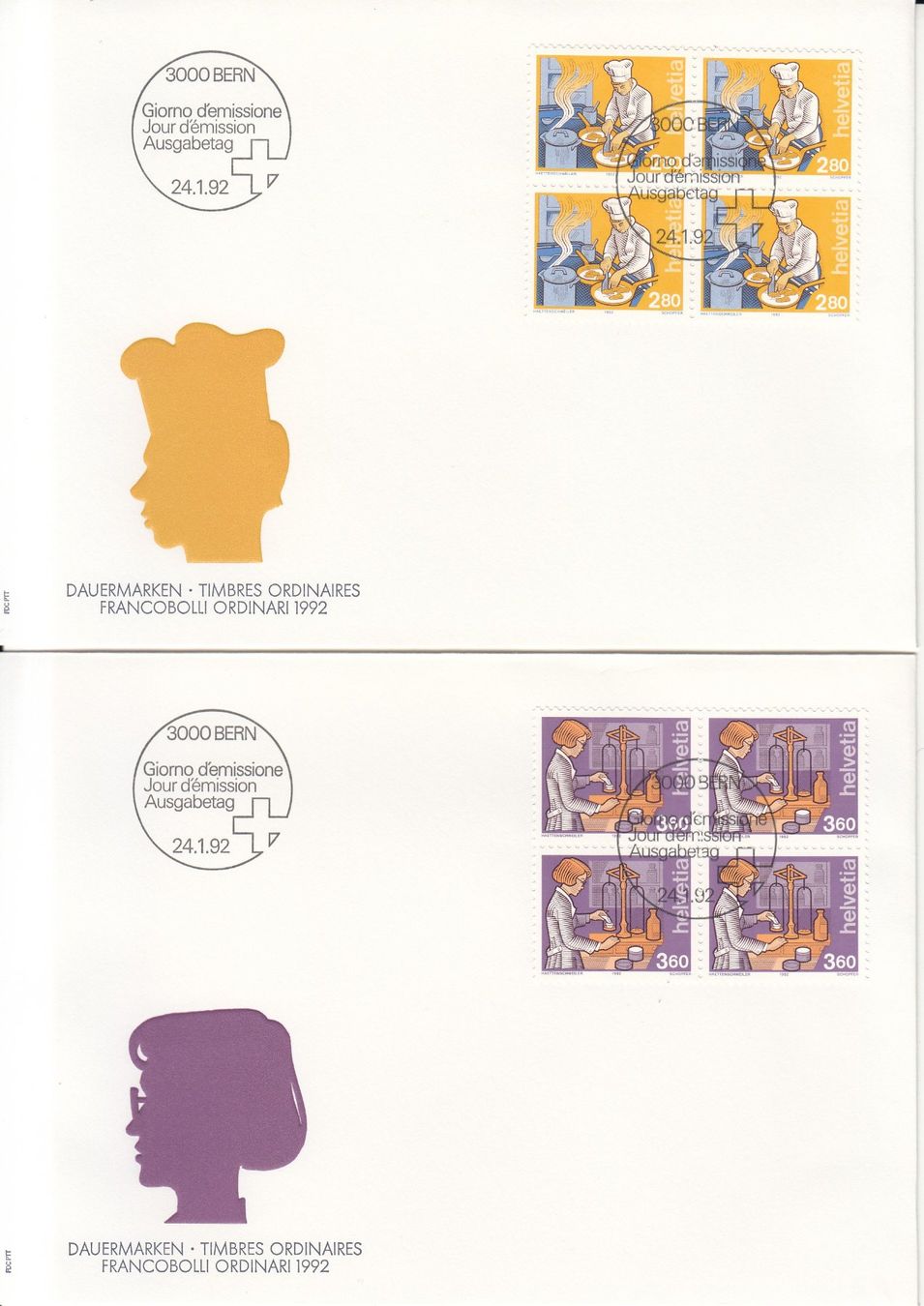 Tutti i francobolli: SBK 821 - 822 im 4er-Block FDC – Usato da Bürglen TG venduto da StampGraf