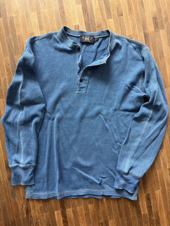 RRL waffle Henley denim blue / S