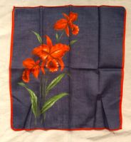 Taschentuch ±1960 - Rote Blumen (Orchideen) ab Fr. 4.-