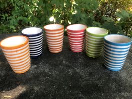 6 Becher Tassen aus Ton Keramik