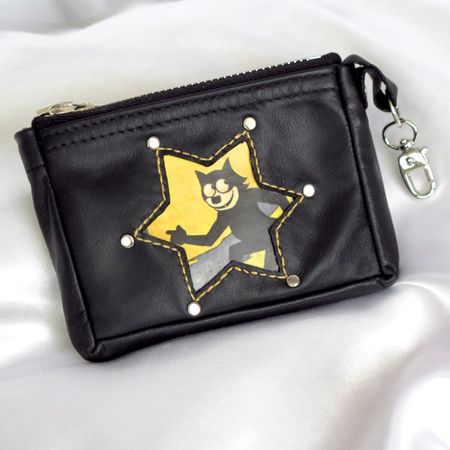 Leder Portemonnaie schwarz Damen Herren Felix the Cat Comix