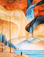 Original Aquarell, der Himmel erzählt mehr als man glaubt