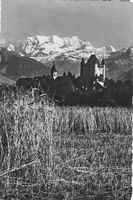 Thun Schloss und Kirche mit Blümlisalp