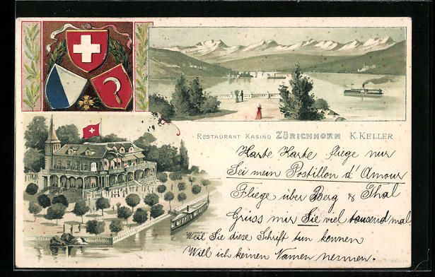 Cartes postales: Präge-Lithographie Zürich, Restaurant  – D'occasion à Berlin par bartko-reher