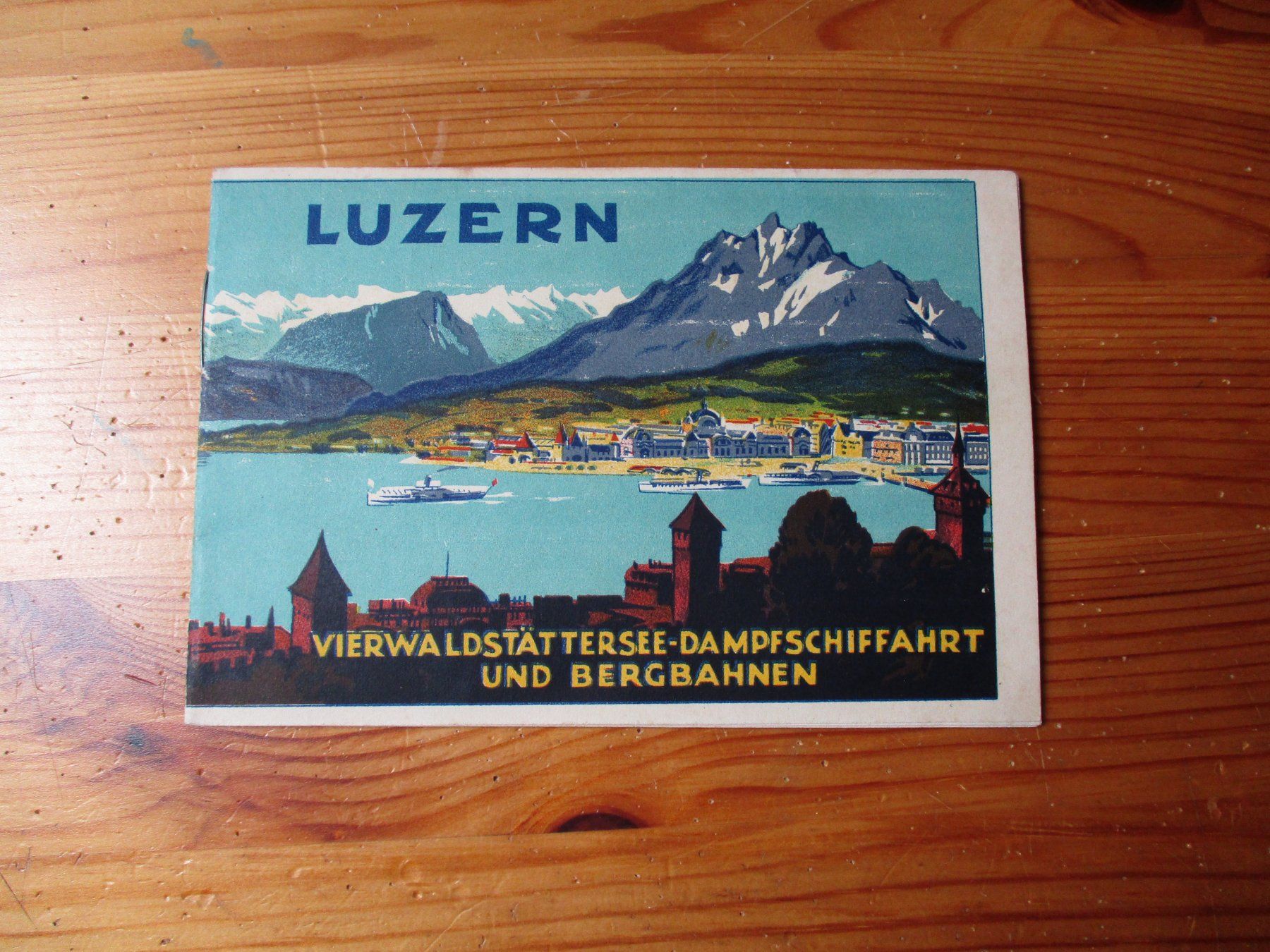 Landkarten & Atlanten: Luzern Vierwaldstättersee Dampfschiff Bergbahn 1929 Plan – Gebraucht aus Felsberg von sanwill