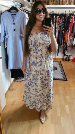 Maxikleid Sommerkleid Gr 38 M Floral Creme Romantisch