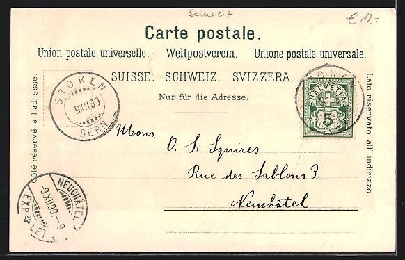Cartoline postali: AK Bern, Gesamtansicht, 1899 – Usato da Berlin venduto da bartko-reher 1