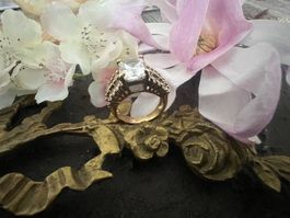 wow! Cocktail Ring Zirkonia Silber vergoldet 52,5 imposant