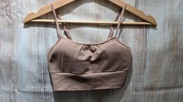 🎉 Nahtloses Bralette / Crop Top - S - Mokka / Soft Braun