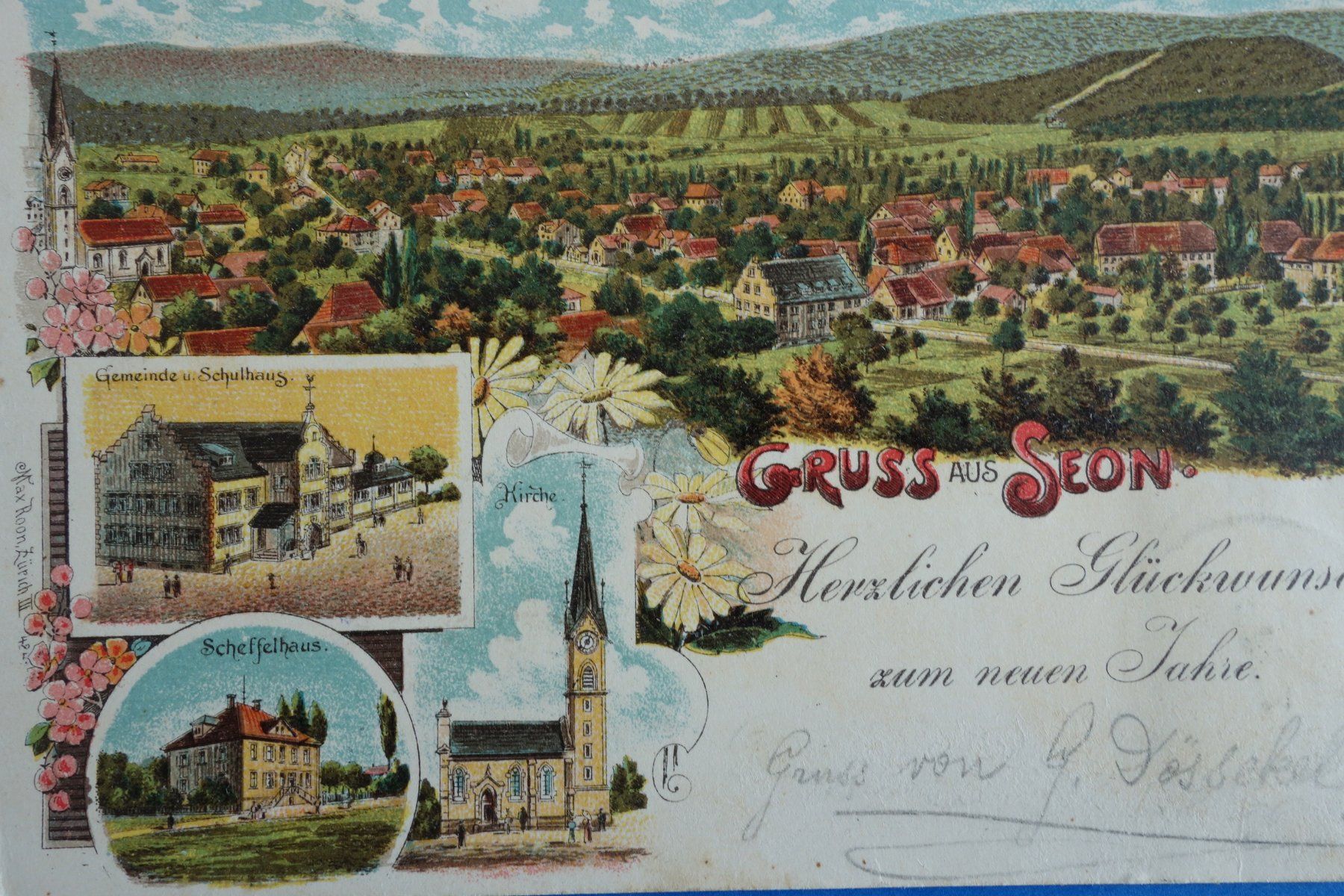 Cartoline postali: SEON - 4 Bildkarte - Litho - 1900 – Usato da Ibach venduto da Ibanto 1