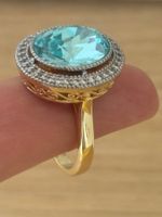 Luxus Elegante Gr.19/9 Ring Farbe: Gold/hellblau
