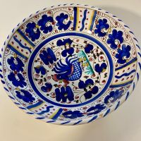 Keramik Schale, handbemalt mit Hahn Motiv, ca. 21 cm