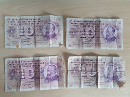 4 x Schweizer Banknote 10 Franken Noten