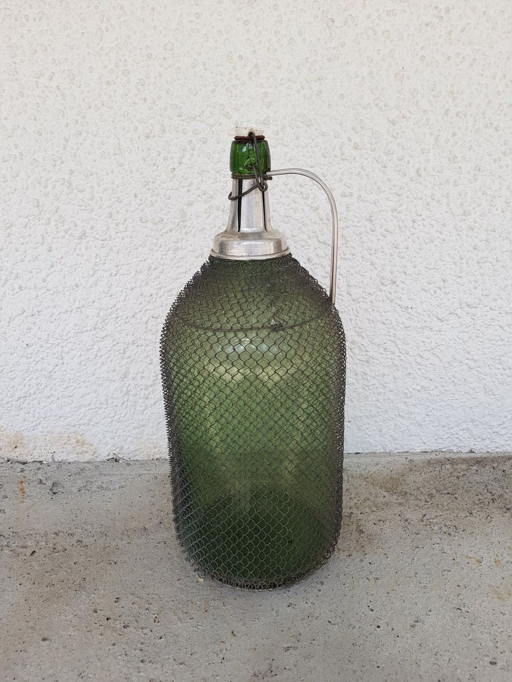 Bottiglie: Vintage Glasflasche mit Metallgitternetz – Usato da Näfels venduto da SuEdHe 9