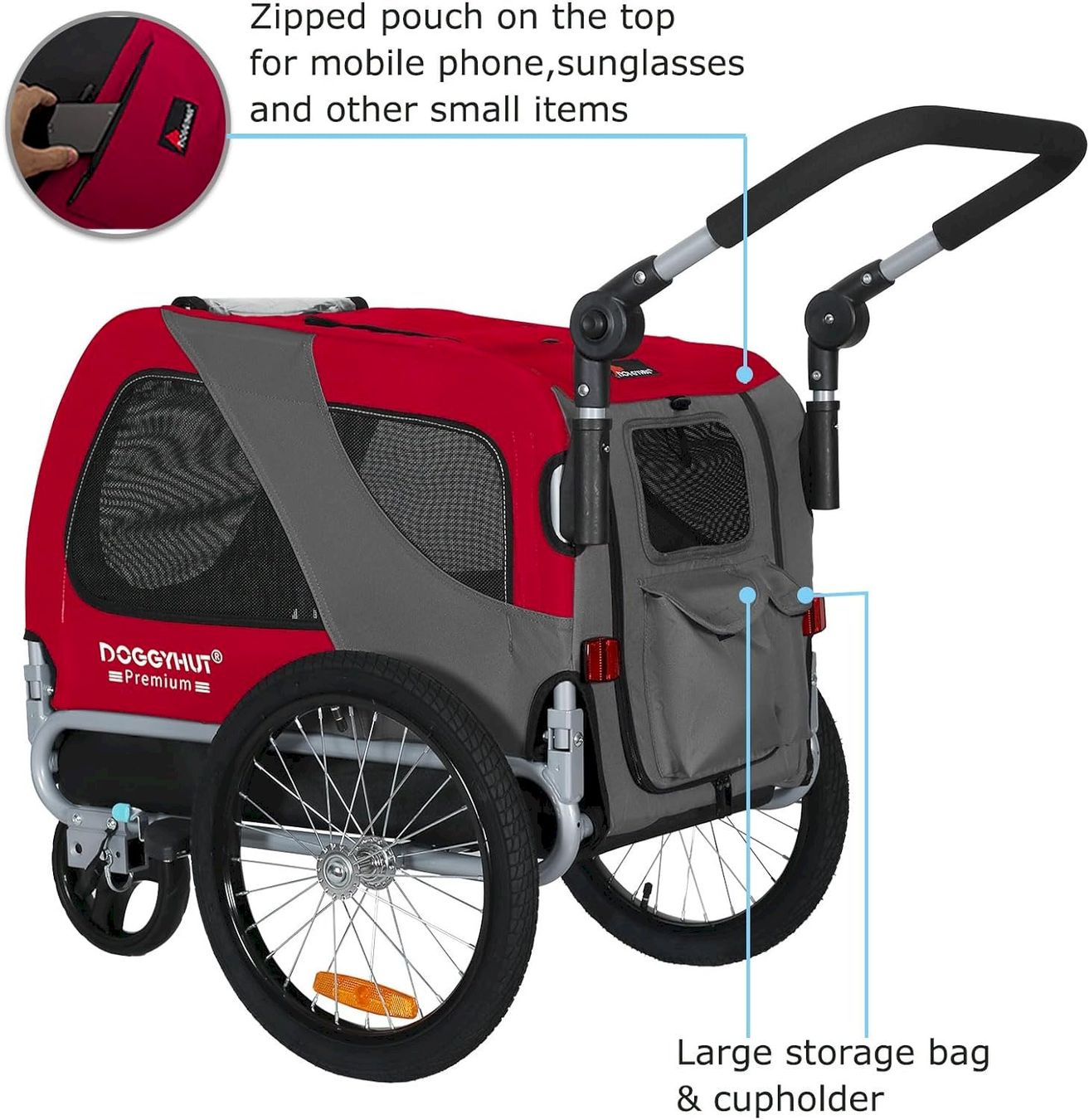 Rimorchi per biciclette: DOGGYHUT Premium MEDIUM 2in1 Rot – Nuovo e nell'imballaggio originale da Bottighofen venduto da zaap 3