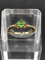 Anello Solitario Vintage in Argento S925 con pietra verde