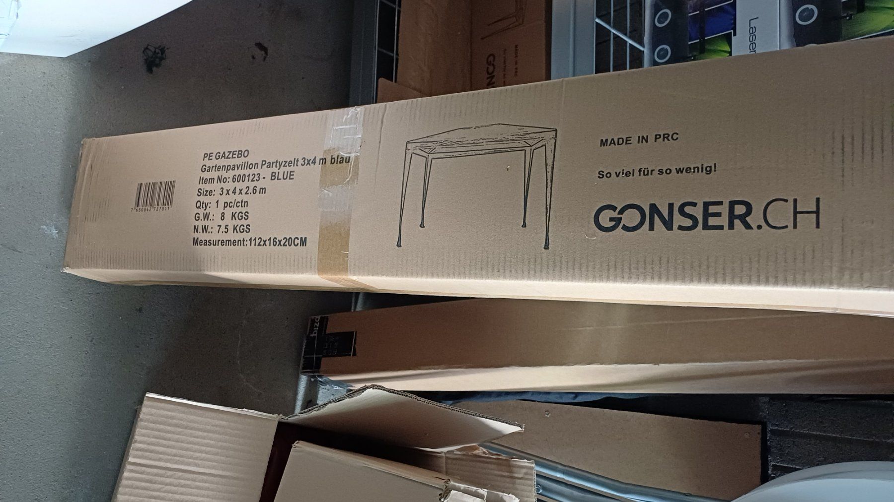 Casette da giardino & serre: Pavillon de jardin bleu 3x4 – Nuovo e nell'imballaggio originale da La Chaux-de-Fonds venduto da jamadu1967