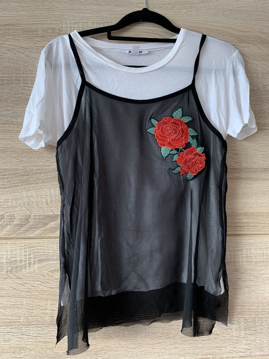 Camicette, T-shirt & Top: Haut double blanc et noir – Nuovo e nell'imballaggio originale da Montreux venduto da Izapeche811