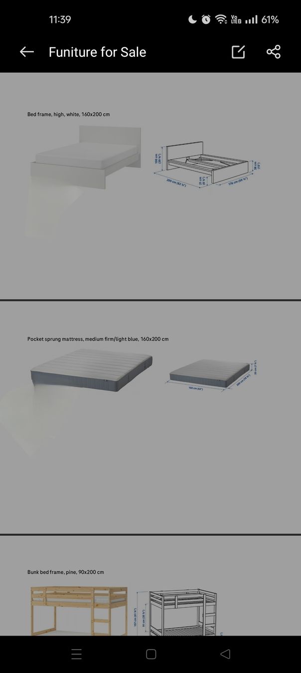 Lits: Bed frame high white with mattress – Neuf (Voir description) à Basel par vik_7qc8 2
