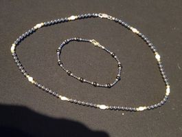 Lot hematit Collier mit Perlen & Armband Verschluss S925