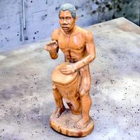 Sculpture Musicien Africain en bois Kambala signée ART TATY