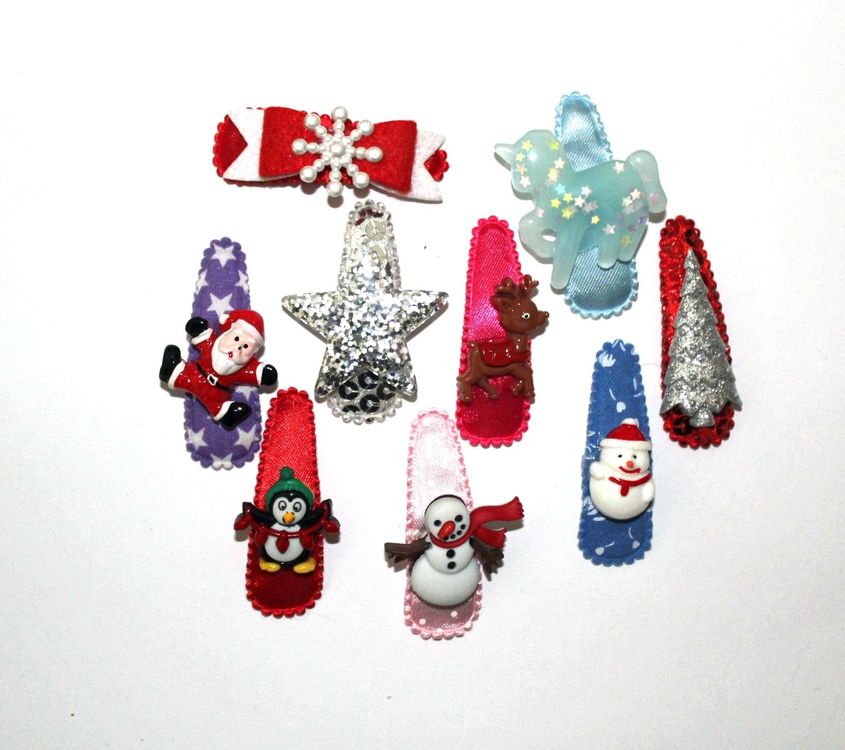 Weihnachten Haarspangen Set 20-teiliges Weihnachts Haarschmuck-Set – Haarspangen & Haargummis Mit Schneemann, Baum & Co., Adventskalender-Füllung Für Mädchen